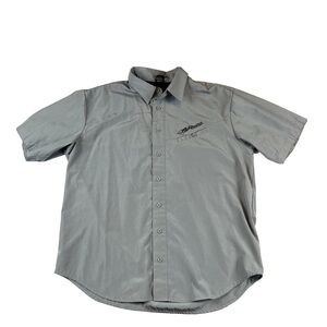 FLY Racing Grey Collared Button Up Short Sleeve Shirt Size Large